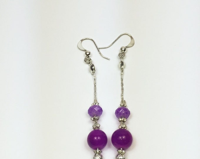 Purple earrings - dangle purple earrings - long purple earrings - lilac earrings - purple jewelry