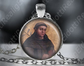 St. Bonaventure Catholic Necklace. Patron Saint Pendant. Catholic Necklace Medal Cabochon. FREE Shipping
