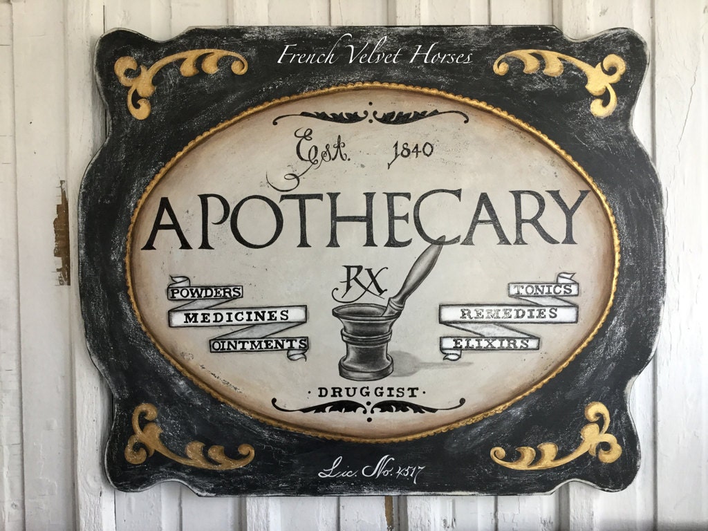 APOTHECARY WOOD SIGN original large Wall by FrenchVelvetHorses