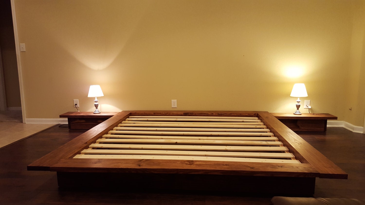 Floating Platform Bed Wide Ledge Bed Loft Bed Low by PeaceLoveWood