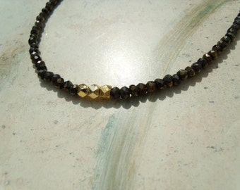 Pyrite bronzed faceted necklace chain