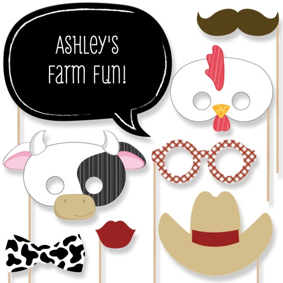 20 Farm Animals Photo Booth Props - Farm Photobooth Kit with Custom ...