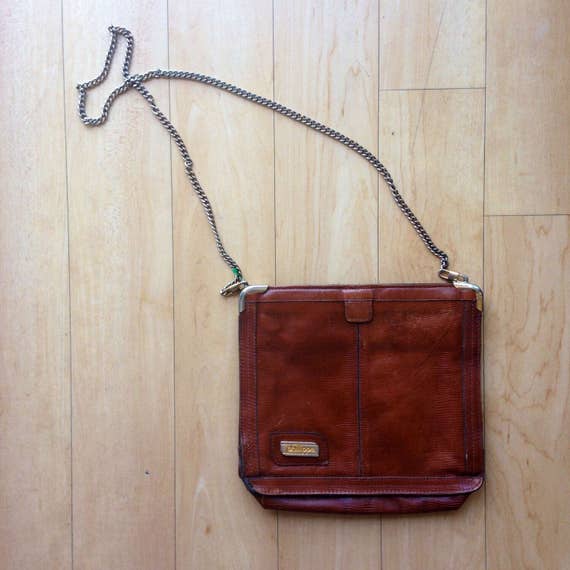 Small Brown Leather Crossbody Purse / by Phillippe / Vintage
