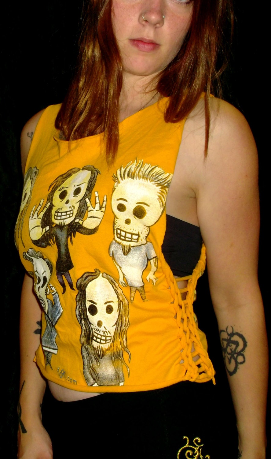 Korn Tank Top/Womens Korn Shirt/Shredded Korn Tee/Korn
