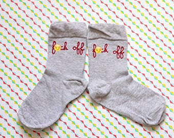 F*ck *ff embroidered socks / Chaussettes brodées F*ck *ff