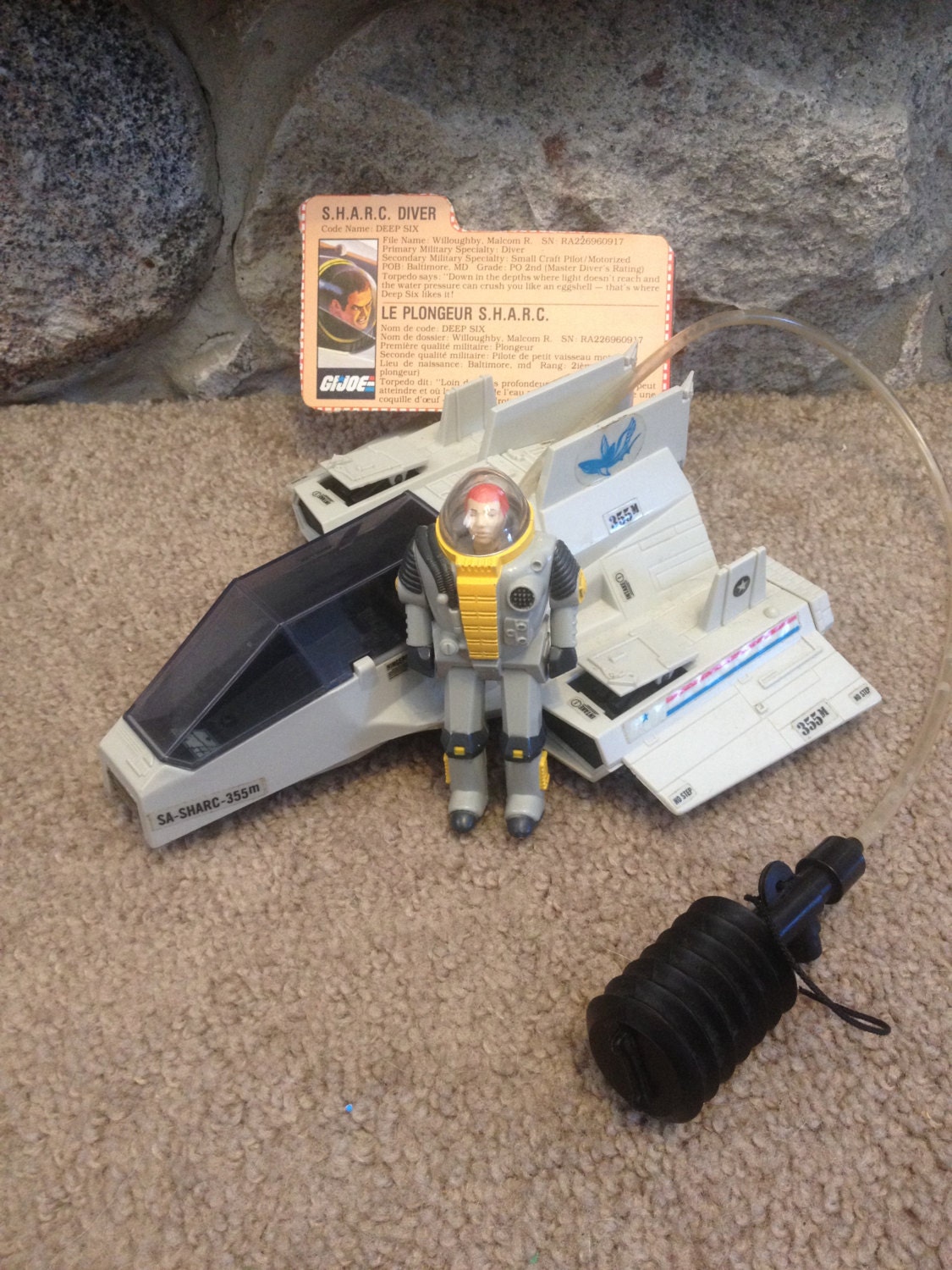 GI Joe 1984 SHARC Submarine Complete with Diver Pump Hose