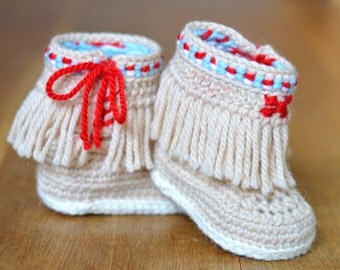 CROCHET PATTERN Baby Booties Fringe Moccasins 3 Sizes Photo Tutorial Baby Shoes Pattern Instant Download Digital File