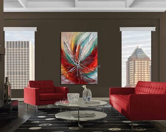 Overflowing Passion — Original abstract painting, Modern Art Decor Oil Painting On Canvas By Maitreyii - Size: 52" x 32" (132 cm x 81 cm)