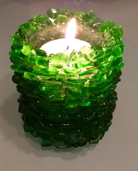 Genuine Sea Glass Votive Candle Holder