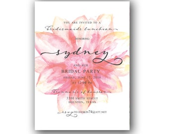 Water Colored Floral Bridesmaids Luncheon Invitation