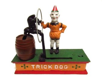 Cast Iron Trick Dog Piggy Bank Vintage 1960's