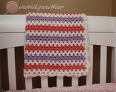Baby Afghan - Baby Girl Blanket - Pink and Purple Baby banket - Ready to ship