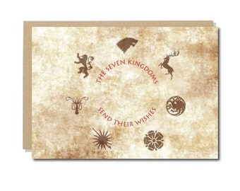 Birthday Card Game of Thrones, Geek Wishes Greeting Card, The Seven Kingdoms send their Wishes, Geeky Birthday Wishes, A6 size, 300 gsm