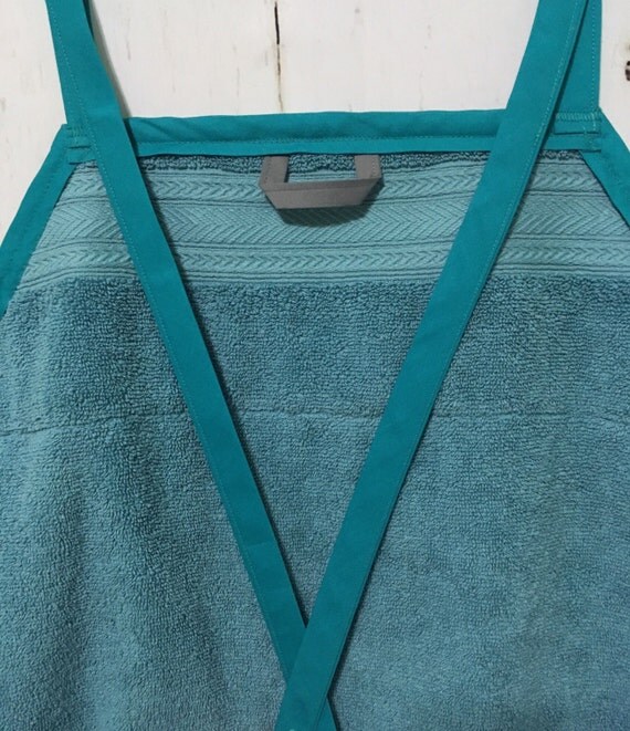 Teal and Blue Broken Chevron Bath Towel Apron Free Gift Wrap