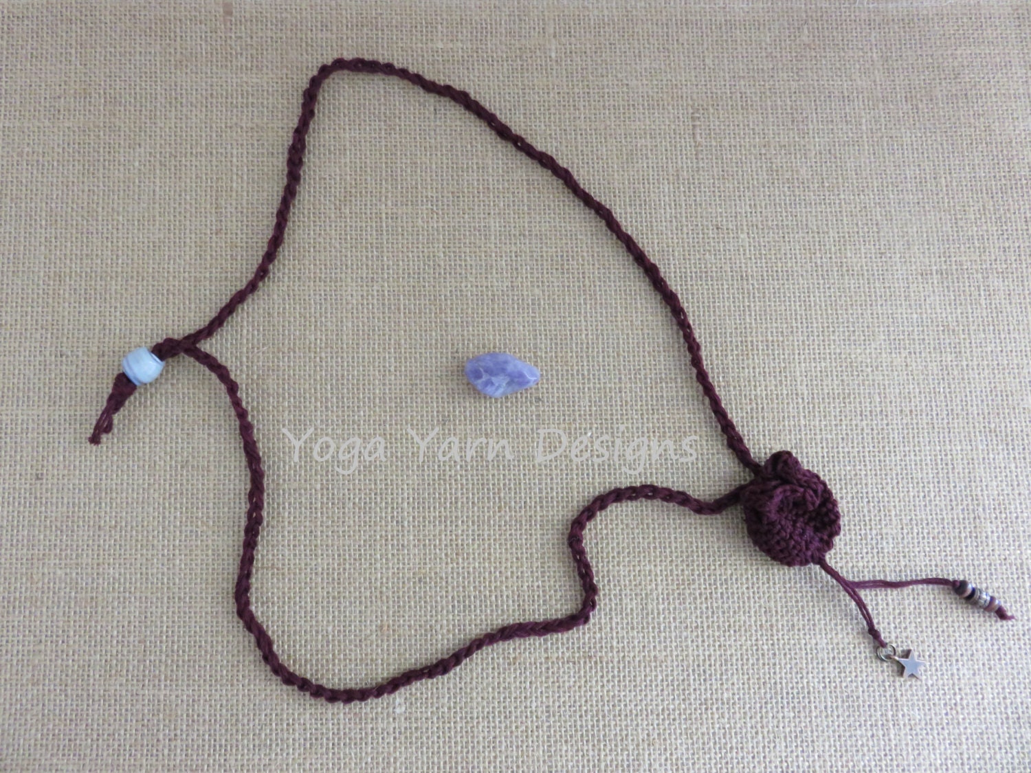 Pouch Necklace Crocheted with Cotton Embroidery Thread.