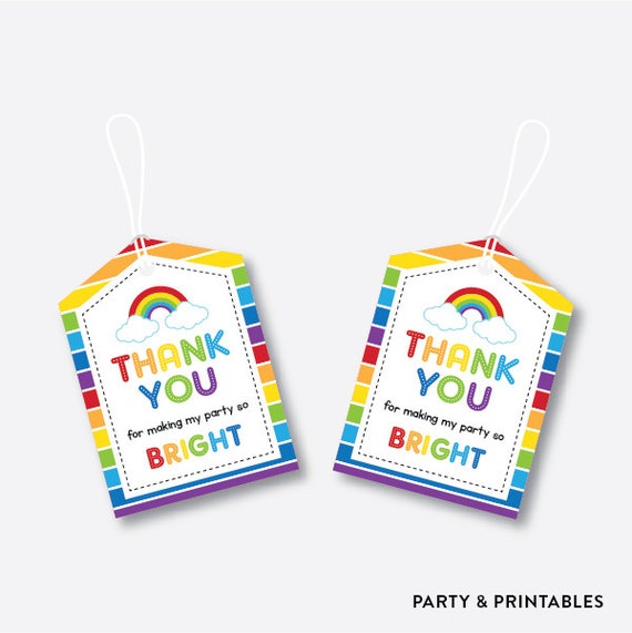 instant download rainbow favor tags rainbow thank you