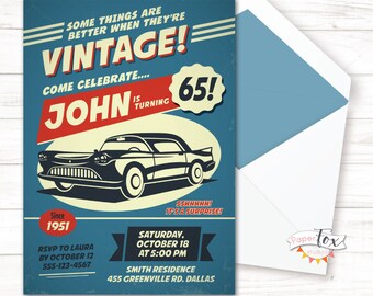 60th birthday invitation / 70th birthday invitation / Birthday invitation for men / Classic Car / 60th surprise birthday / MEN / PRINTABLE