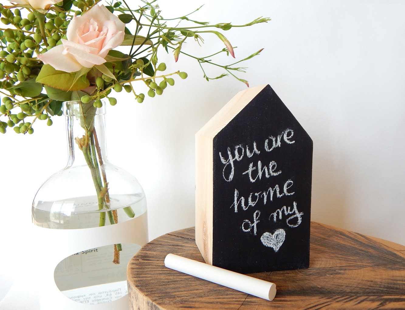 Chalkboard house. Miniature house. Blackboard wooden house.