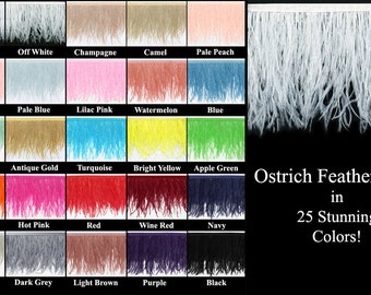 25 Colors available in Ostrich Feather Fringe Trim 5" long - 30% Off - Now Only 12.95 per yard