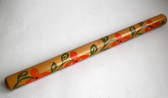 Wooden Knitting Needle CaseNeedle Holder Floral Pattern