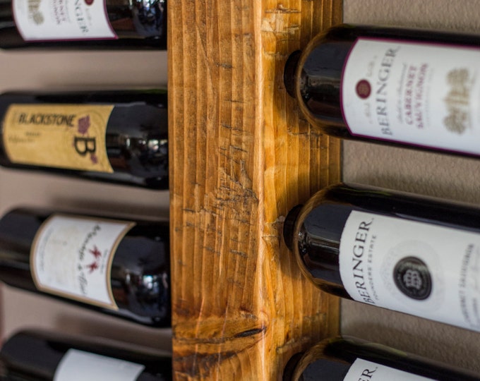 34" Wall Wine Rack | Vertical Wine Storage for 16 Bottles | Wood Wine Rack