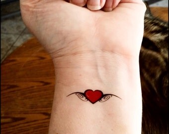 Coeur de tatouages temporaires rouge faux tatouages tatouage tribal