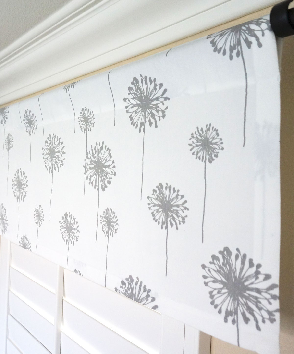 Grey Window Valance.Gray Curtain Valance.Gray White Modern