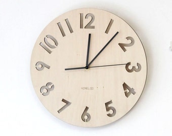 12" Wooden Wall Clock - Modern Numeral