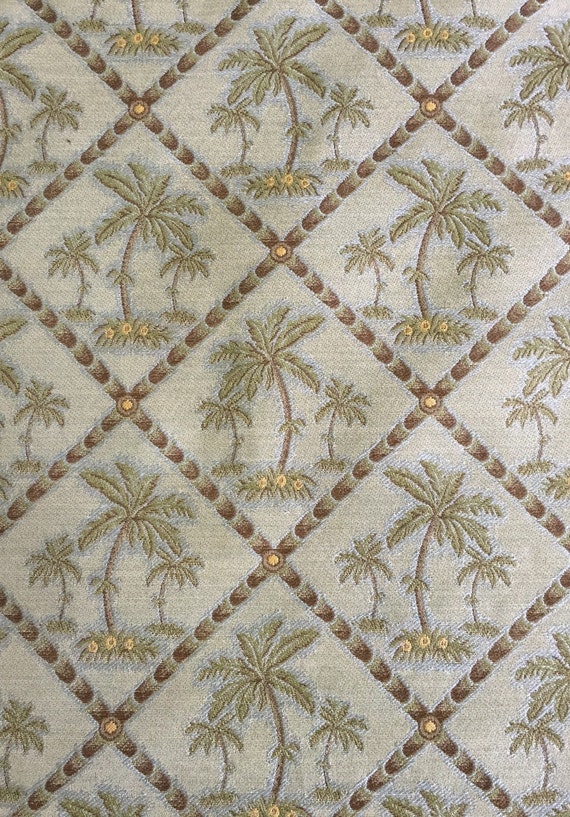 Palm Trees Sea foam Green Upholstery Fabric by the Yard