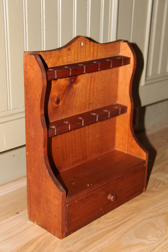 Vintage Wood Spoon Display Rack with drawer by MissMiasMenagerie