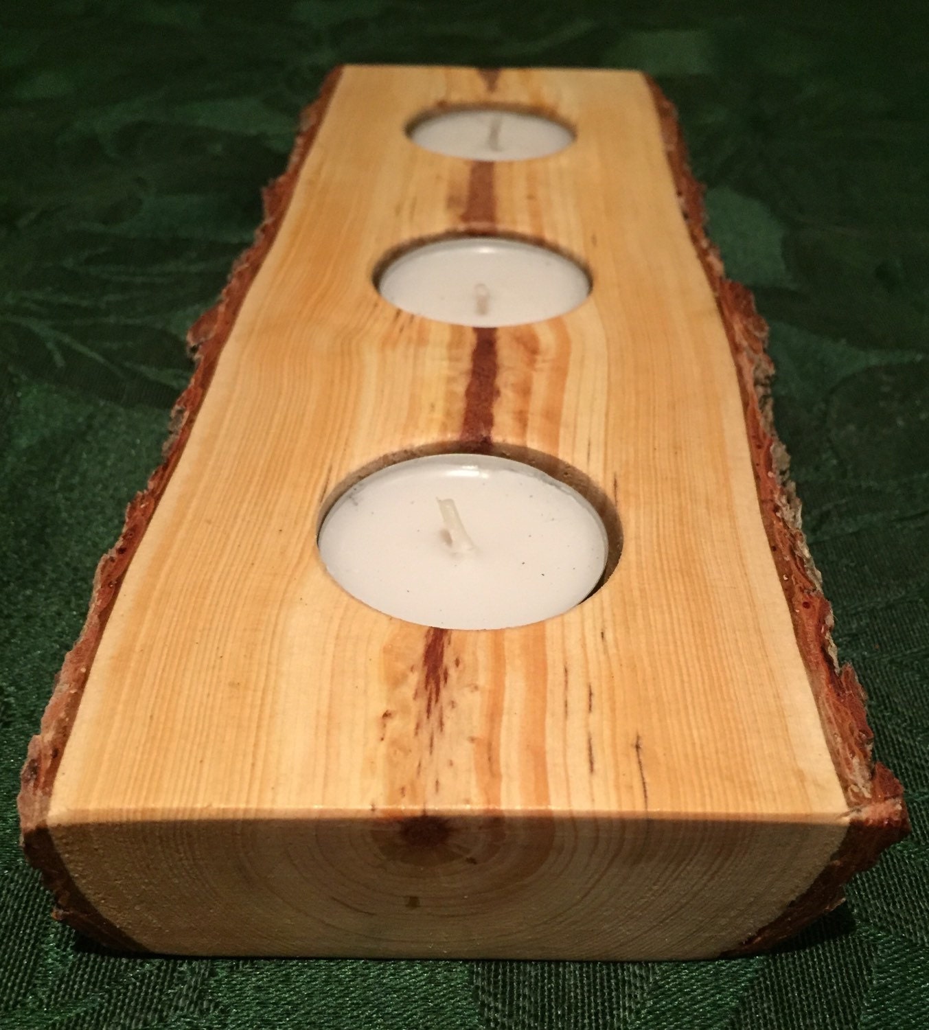 SALE Holiday Yule Log Candle Holders Flat Wood under