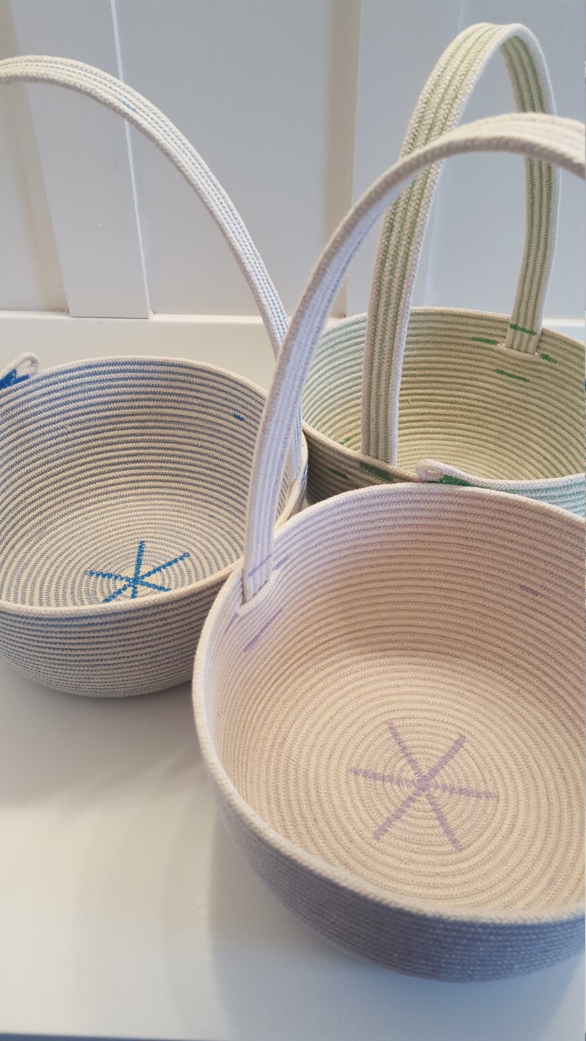 Colorful Rope Easter Basket with Handle