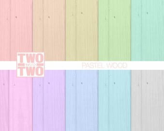 Pastel Wood Digital Paper: Orange, Yellow, Green, Pink, Purple, Gray, Aqua and Blue Wood Textures, Spring or Easter Backgrounds