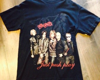Small Aerosmith concert shirt | black cotton Aerosmith tee