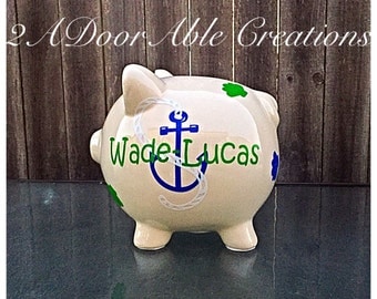 Large personalized ceramic piggy bank