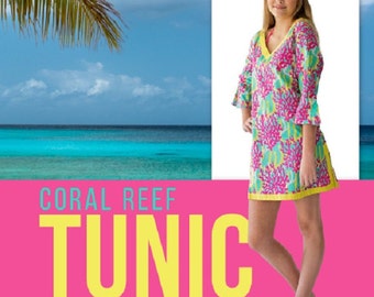 SALE! MEDIUM Coral Reef Tunic/Swim Coverup