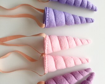 Unicorn party favors - pink and purple - unicorn horns - set of 6