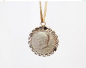 ON SALE Vintage Liberty JFK Gold Coin 1974 Pendant American Usa Half Dollar Collectors Gifts