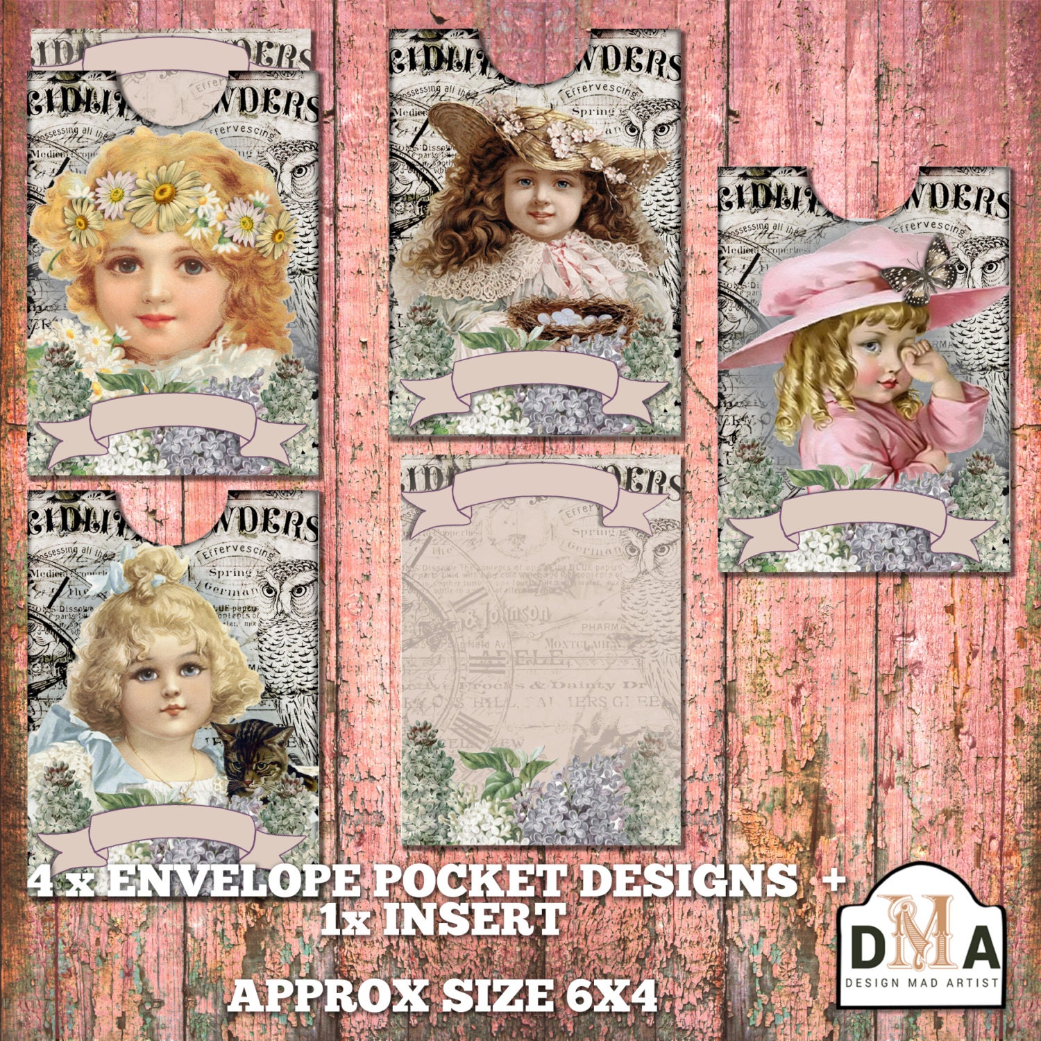 Vintage Digital Collage Sheet Vintage Girl by DesignMadArtist