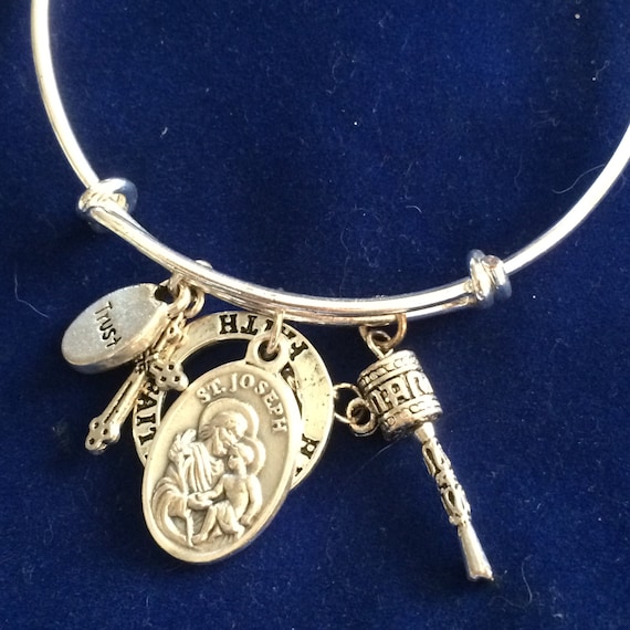 Saint Joseph charm bracelet Saint charm by CaptureYourSpirit