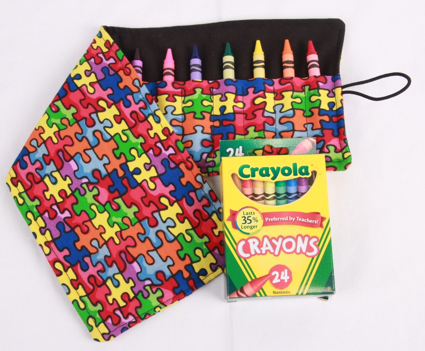 Crayon Roll Autism Awareness Crayon Holder Puzzle Pieces