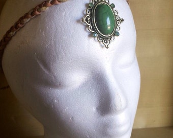 Egyptian Hair Tie, Leather Headband, Hippie Headband, Boho Headband, Ponytail Tie, Leather Hair Tie, Beaded Headband