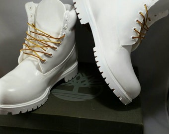 Custom White "Cocaine" Timberland Boots- Hand Painted Timberlands- Custom Timberlands- Men & Woman Timberlands- Kids Timberlands