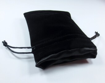 The Black Void Velvet Dice Bag with Satin Lining for Dungeons & Dragons, dnd, also can be used as a velvet jewelry bag