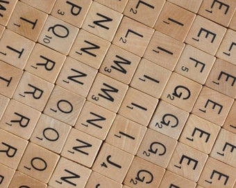 100 scrabble tiles, vintage bulk letters, complete set from Dutch Scrabble game