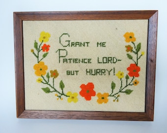 Vintage Framed Needle Point Wall Hanging