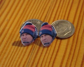 Bill Belichick stud earrings, Coach, New England Patriots, Go Pats!
