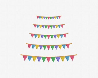 Party Flags Machine Embroidery Design - 5 Sizes
