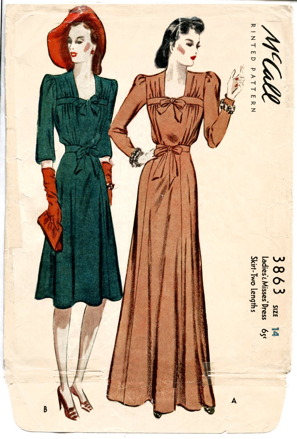 1940s 40s vintage sewing pattern evening gown cocktail dress