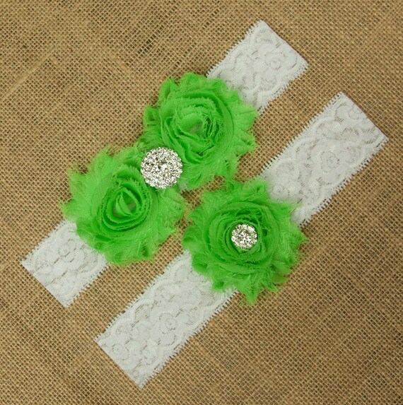 Green Garter Green Wedding Garter Green Garter Set Bridal
